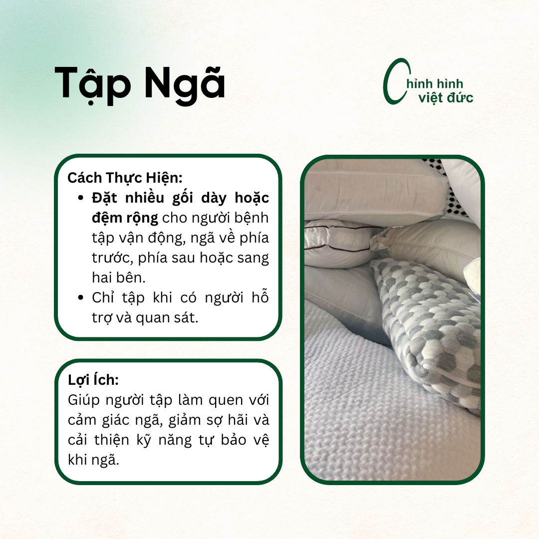 Bài tập ngã an toàn có người quan sát, chân giả, mỏm cụt, gối